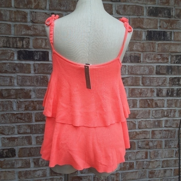 NWT J. Crew Tie Straps Knit Layered Top Orange S - Picture 2 of 5